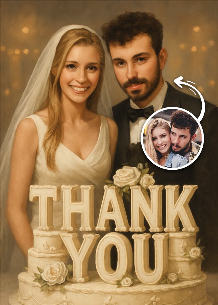 Thank you cake - tarjeta de agradecimiento por la boda